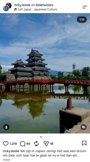 Instagrambericht van Ricky Koole en Leo Blokhuis tijdens hun reis in Japan